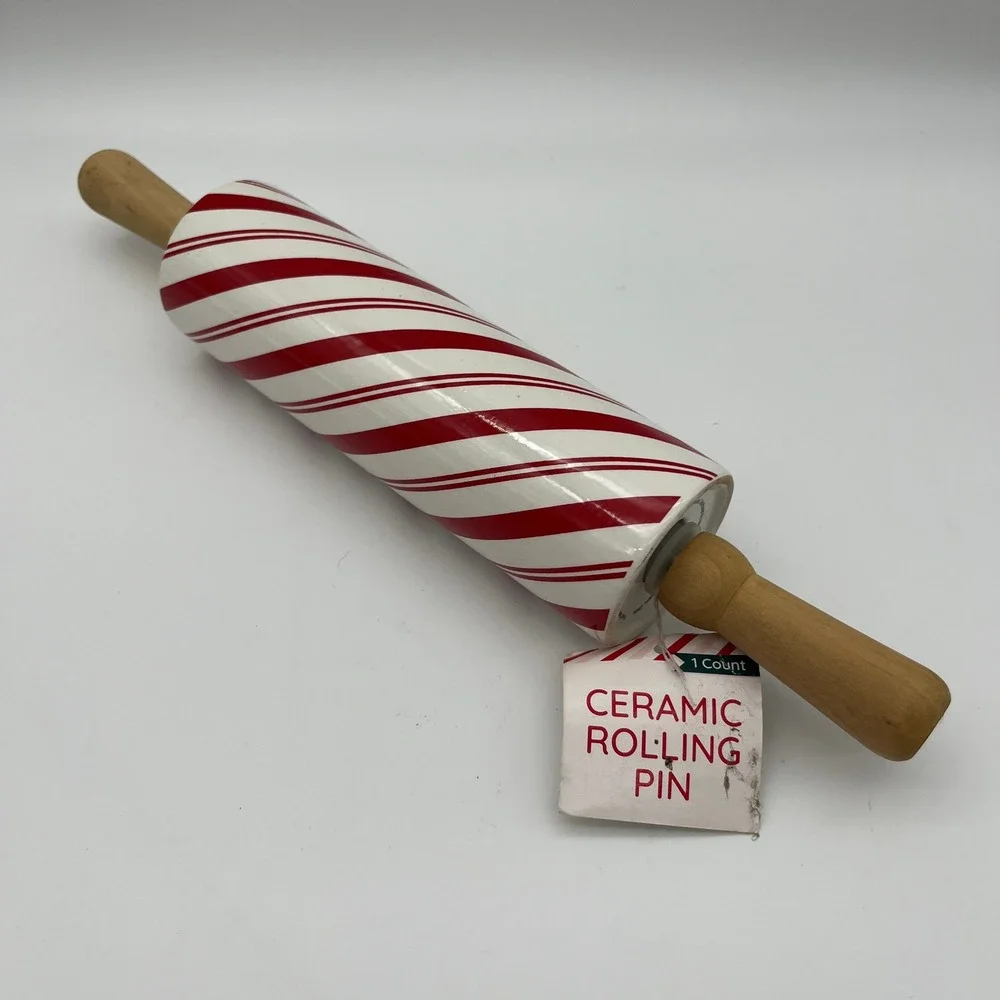 Newclassic Ceramic Rolling Pin Unisex OS Red‎ Candy Cane Stripe Holiday Kitchen